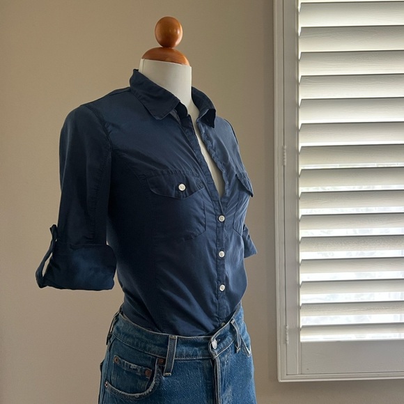 Max Studio 3/4 Sleeve 100% Cotton Button Down - Picture 3 of 7